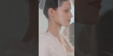 Model Gabbriette Tries on Her Wedding Dress for the First Time